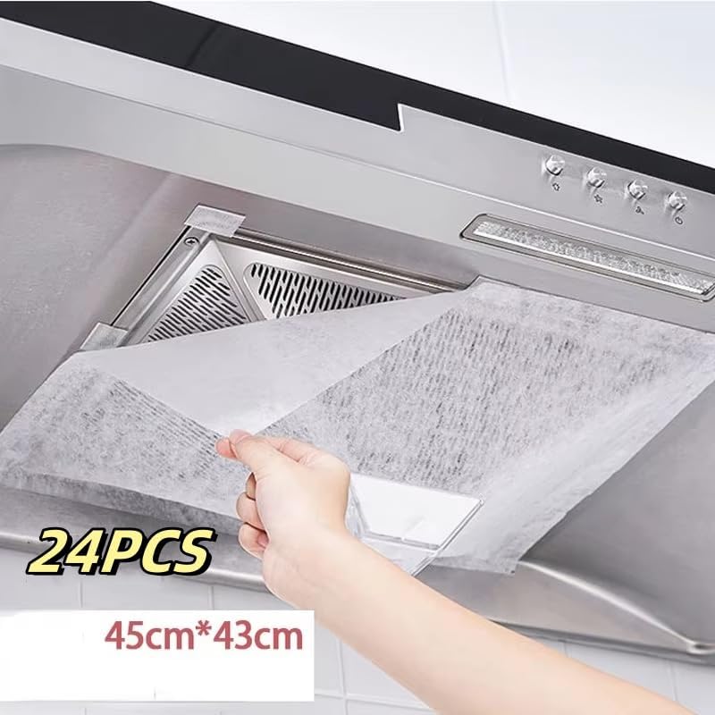 LBGWOEC 24PCS Disposable range Hood Filters Sheets,Nonwoven oil filter paper,hood filters for kitchen,Flame retardant high temperature filter fabric (43 * 45CM) - Image 2